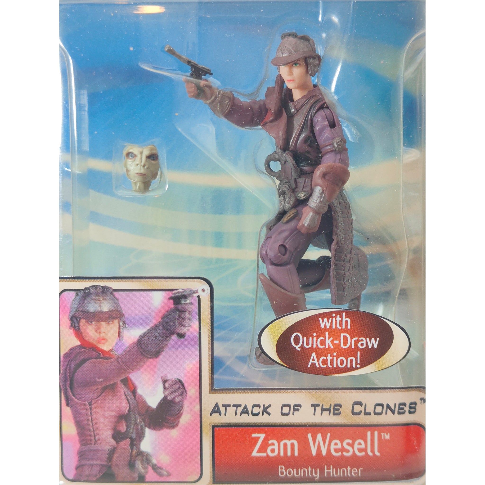 Star Wars Saga AOTC Zam Wesell 3.75 Inch Action Figure 2002 – Star Wars, Hasbro, 9.5 cm, 2002, pre-owned collector piece, Uncanny Collectibles Dublin Ireland