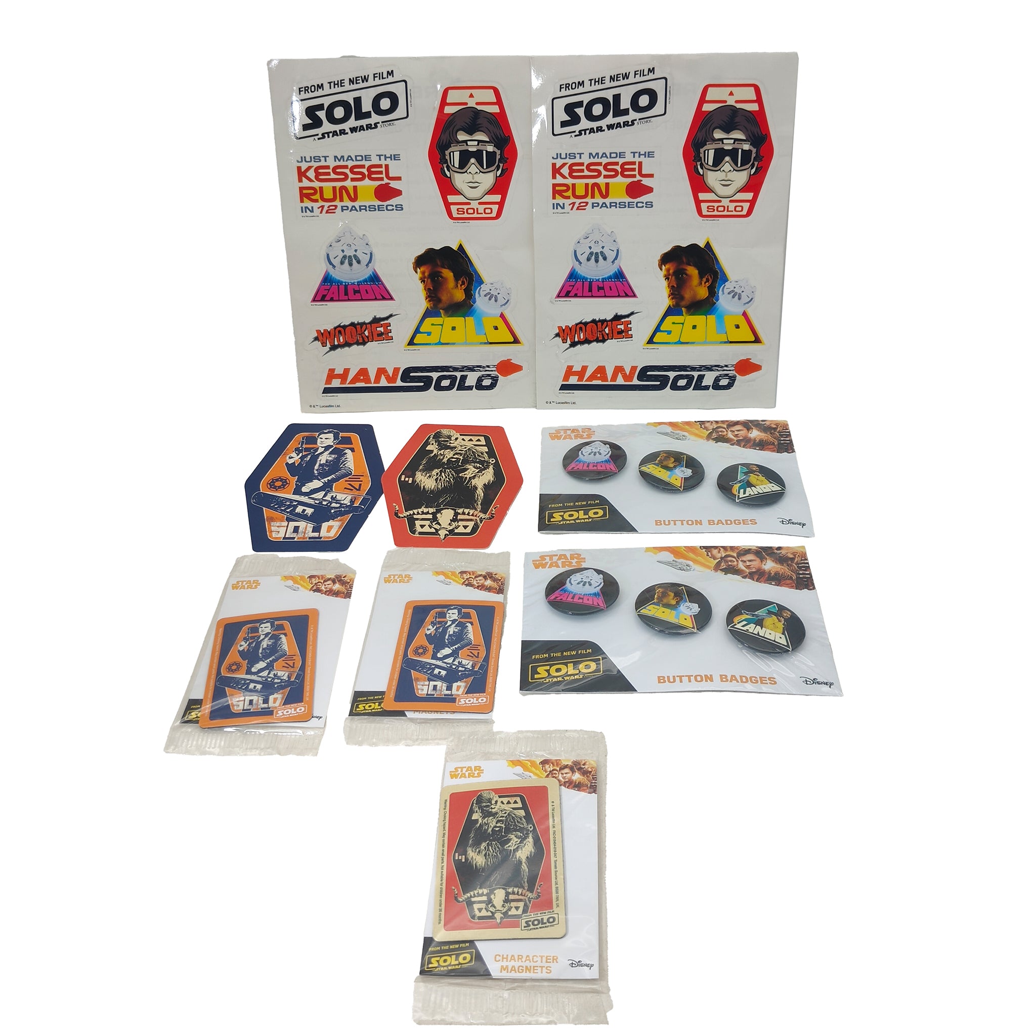 Star Wars Solo A Star Wars Story Promotional Stickers Badges and Magnets Bundle