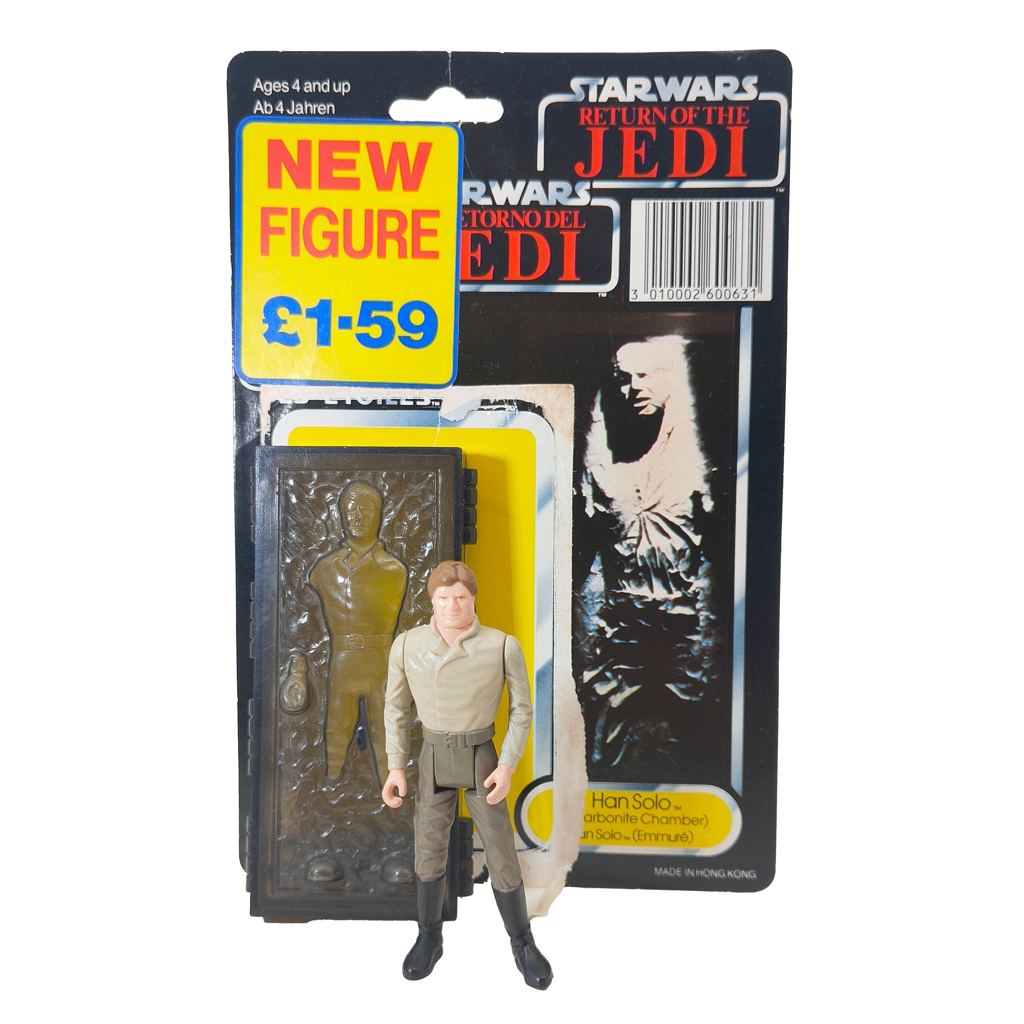 Star Wars Vintage Han Solo Carbonite  Last 17 Figure Tri-Logo Complete 1985 – Star Wars, Palitoy, 9.5 cm, 1985, pre-owned collector piece, Uncanny Collectibles Dublin Ireland