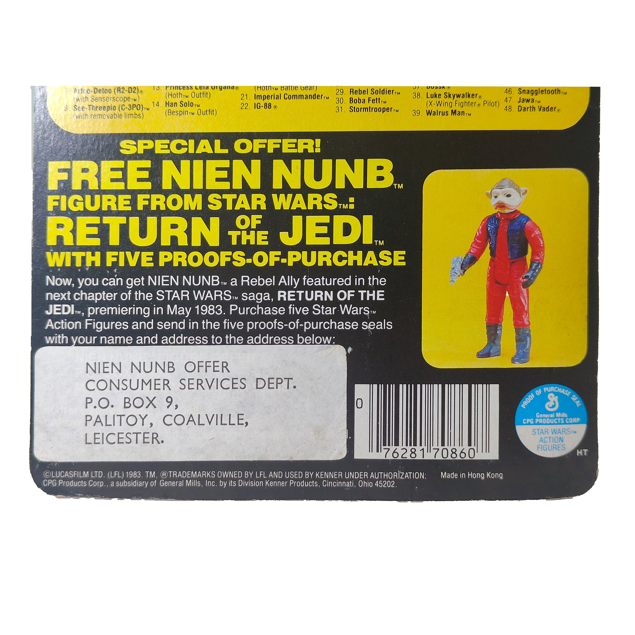 Star Wars Zuckuss 4-LOM Bounty Hunter 3.75 inch Kenner ROTJ 1983