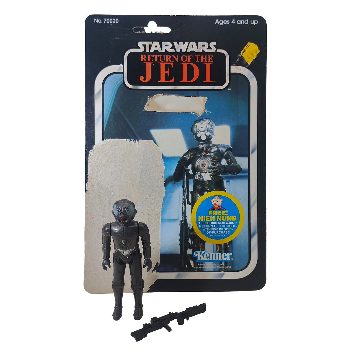 Star Wars Zuckuss 4-LOM Bounty Hunter 3.75 inch Kenner ROTJ 1983