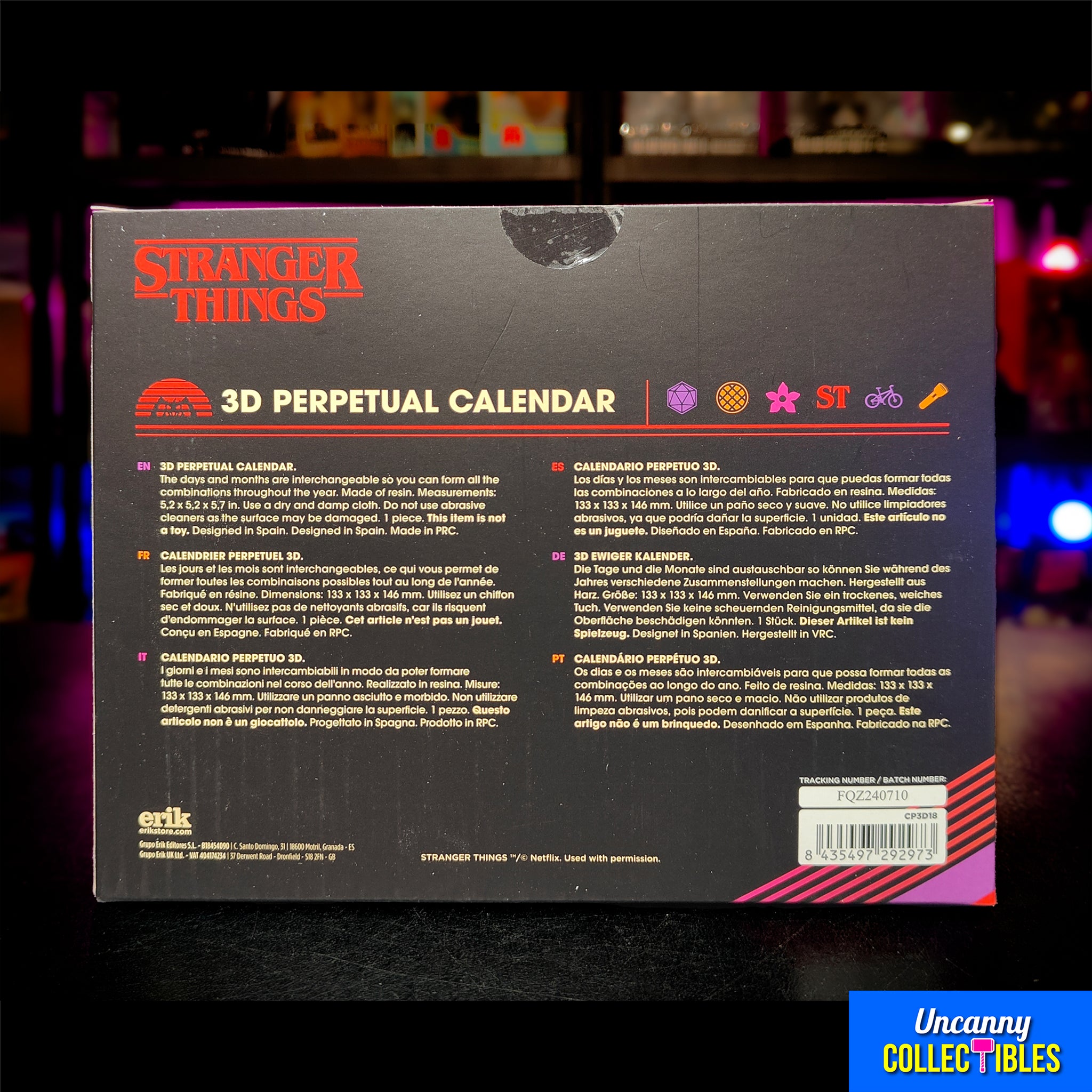 Stranger Things Demogorgan 3D Perpetual Calendar Grupo Erik – TV Icons & Heroes, Grupo Erik, 13 cm, brand new collector item, Uncanny Collectibles Dublin Ireland