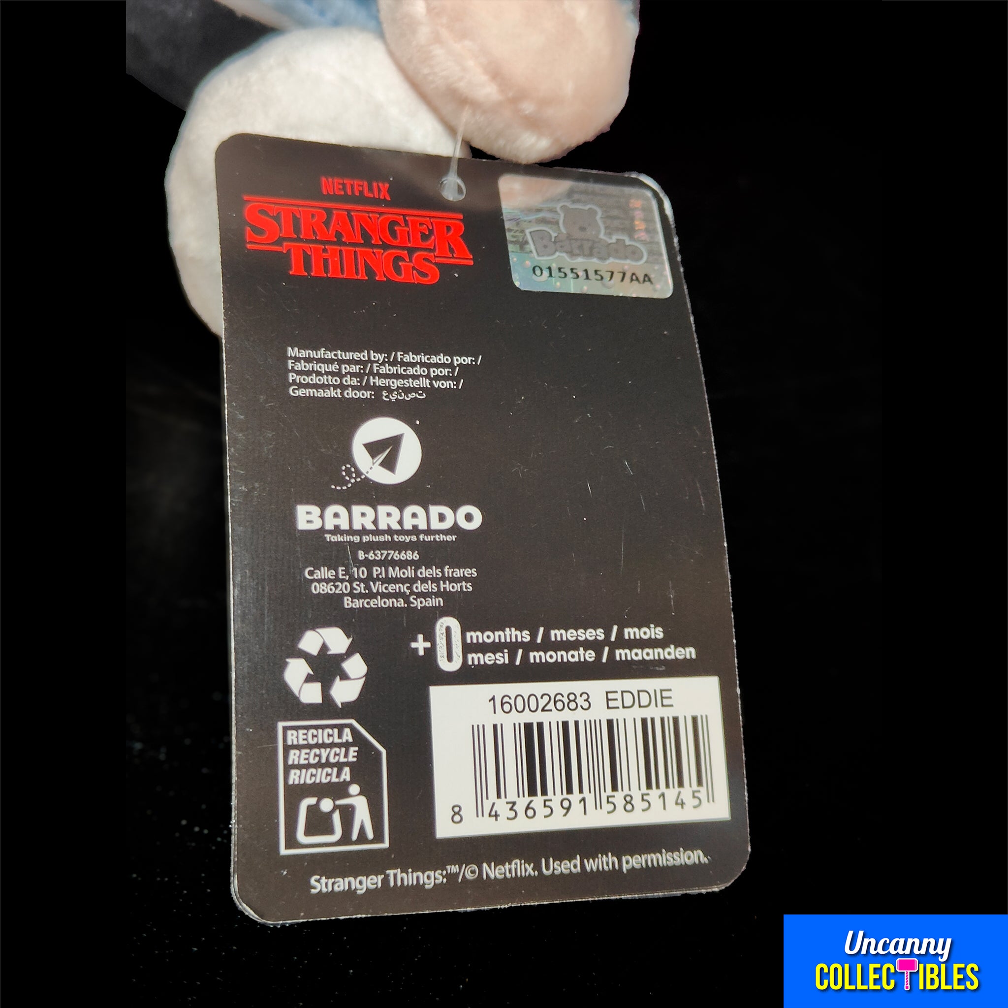 Stranger Things Eddie Munson Barrado Plush Figure 27cm