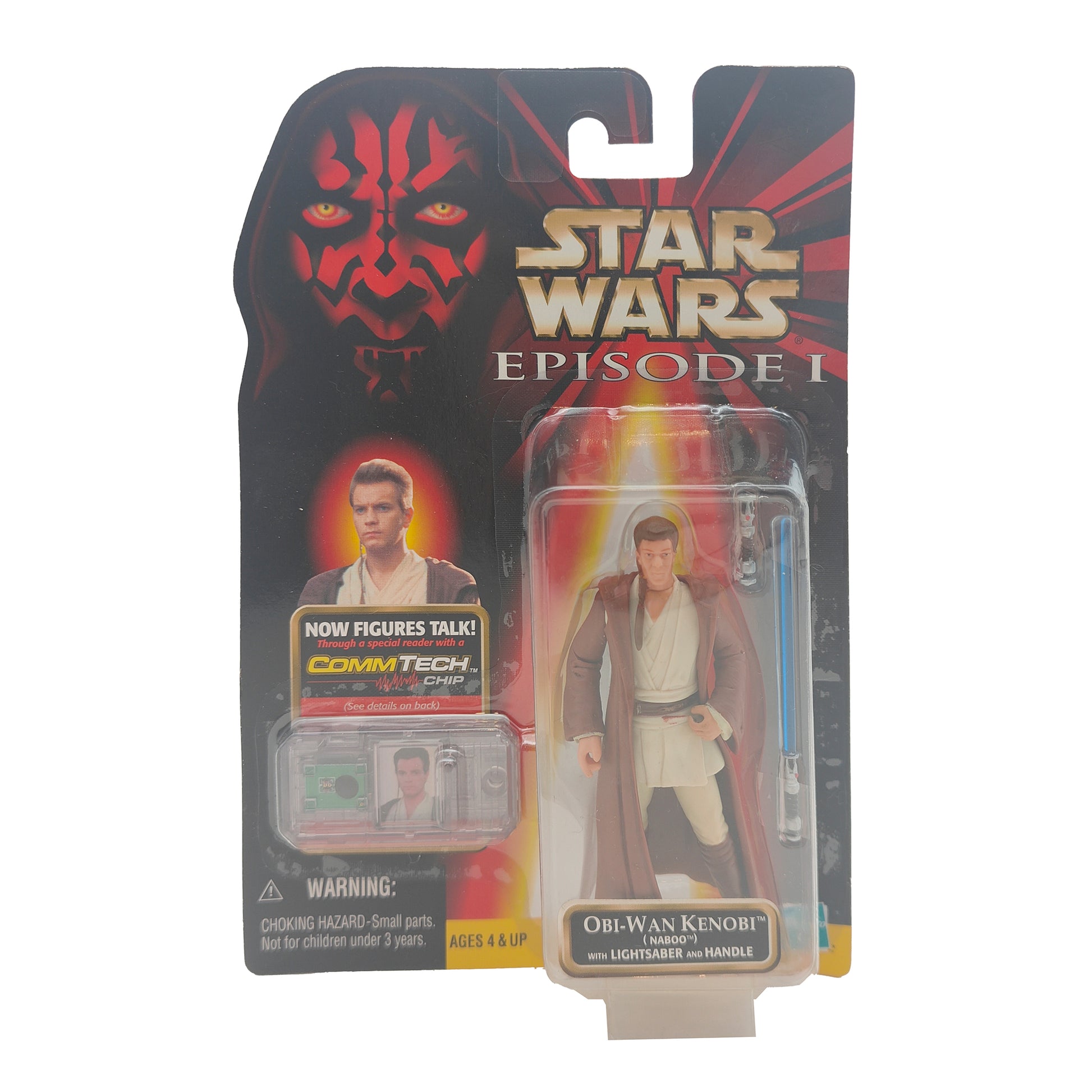 Star Wars Episode 1 Obi Wan Kenobi Naboo CommTech Chip 3.75 Inch Action Figure Hasbro 1999