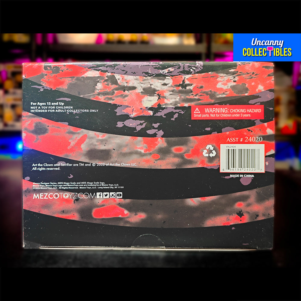 Terrifier Art the Clown MDS Mega Scale Mezco Toyz Roto Plush Figure With Sound 45cm – Terrifier, Mezco Toyz, 45 cm, 2022, brand new collector item, Uncanny Collectibles Dublin Ireland