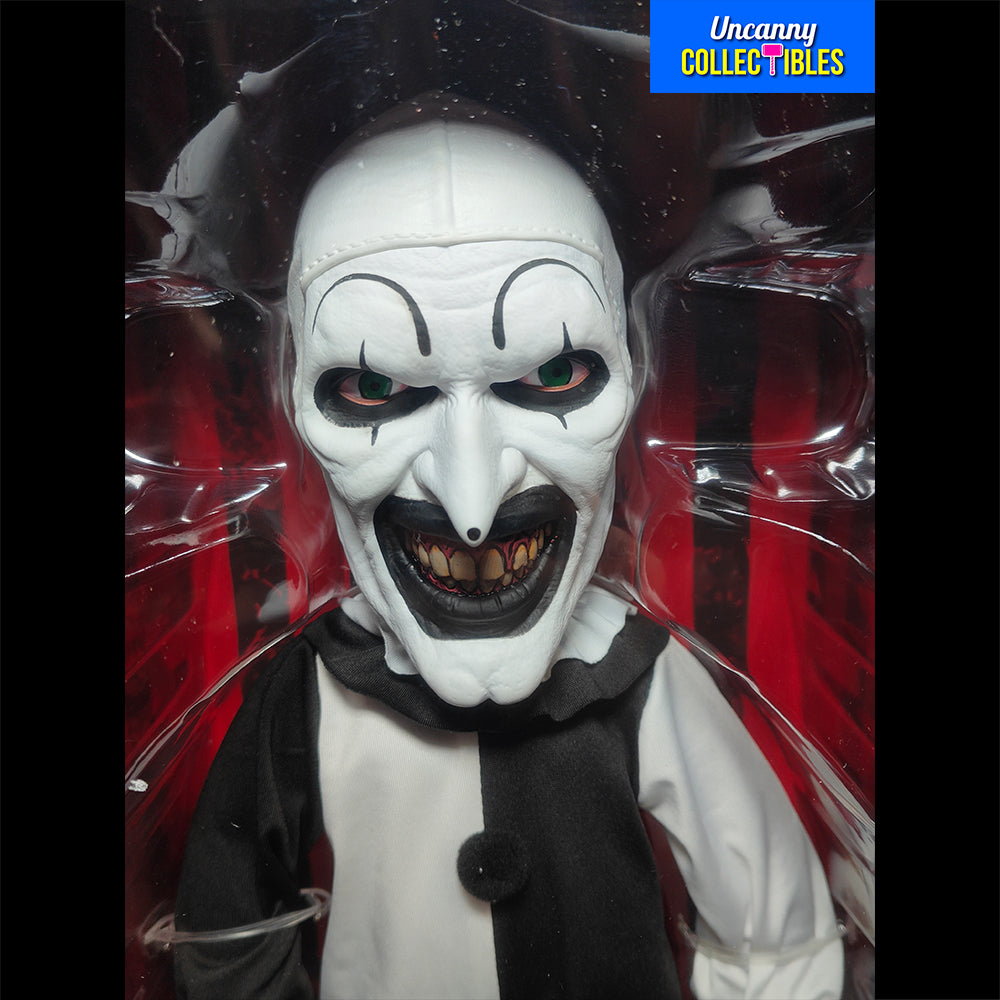 Terrifier Art the Clown MDS Mega Scale Mezco Toyz Roto Plush Figure With Sound 45cm – Terrifier, Mezco Toyz, 45 cm, 2022, brand new collector item, Uncanny Collectibles Dublin Ireland