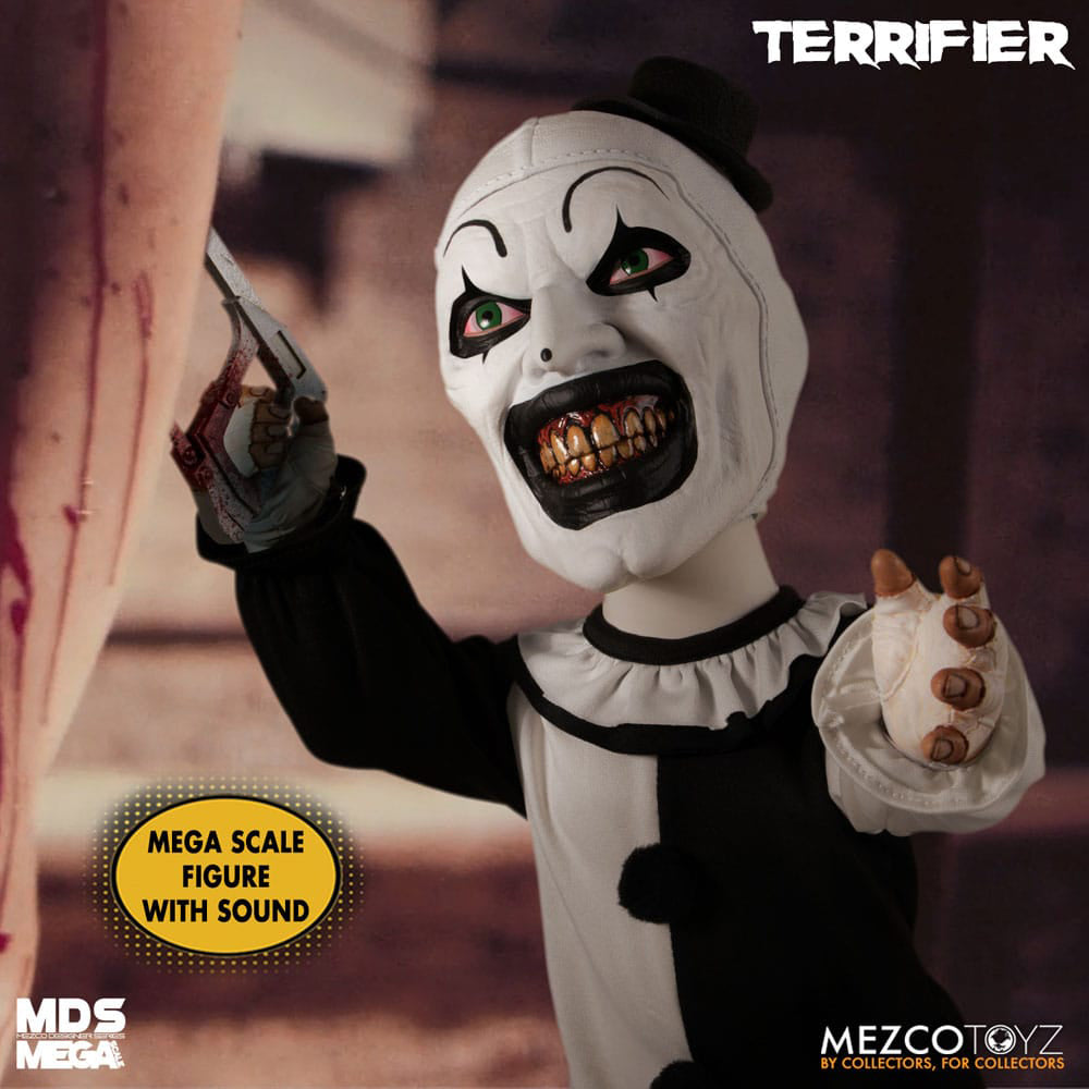 Terrifier Art the Clown MDS Mega Scale Mezco Toyz Roto Plush Figure With Sound 45cm – Terrifier, Mezco Toyz, 45 cm, 2022, brand new collector item, Uncanny Collectibles Dublin Ireland