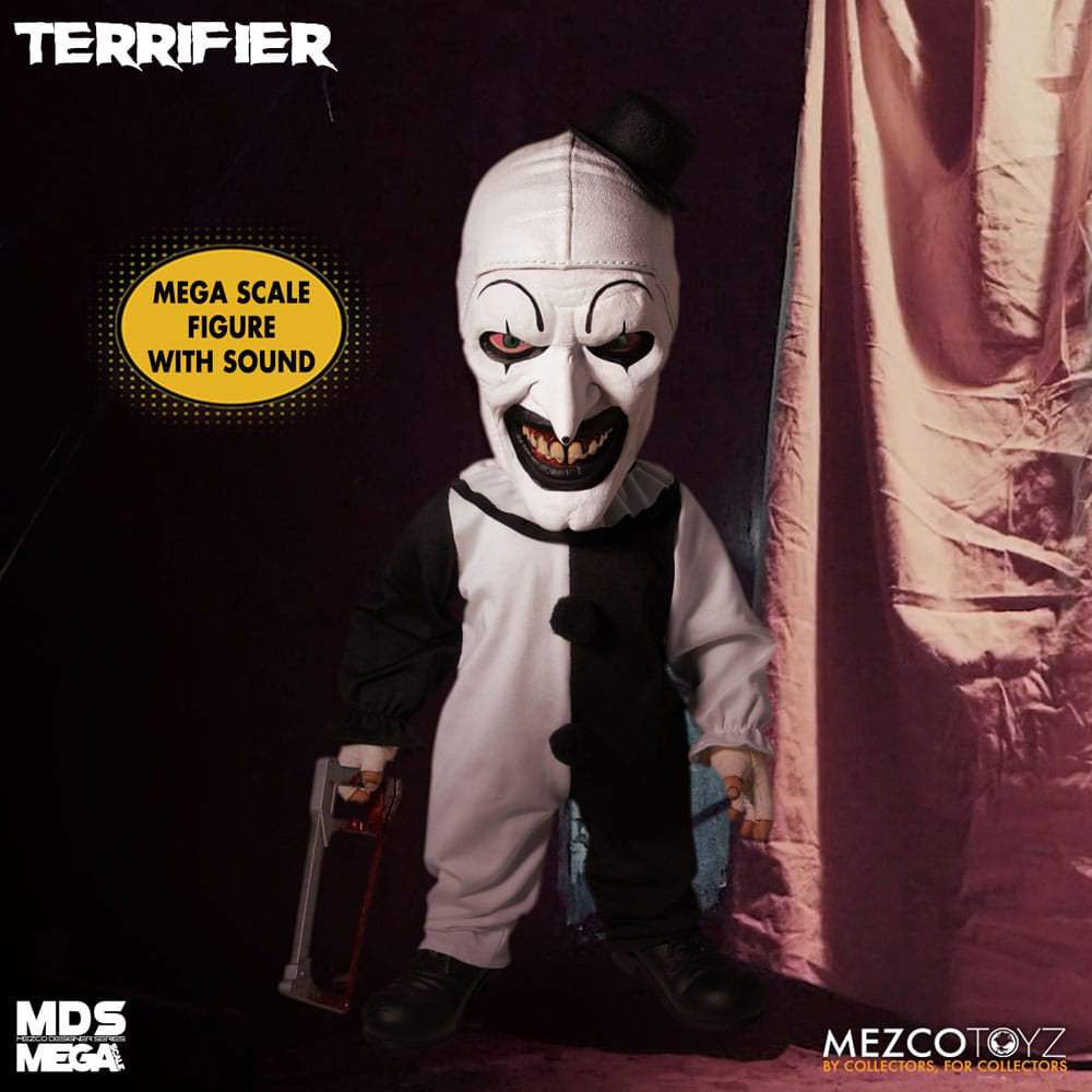 Terrifier Art the Clown MDS Mega Scale Mezco Toyz Roto Plush Figure With Sound 45cm – Terrifier, Mezco Toyz, 45 cm, 2022, brand new collector item, Uncanny Collectibles Dublin Ireland