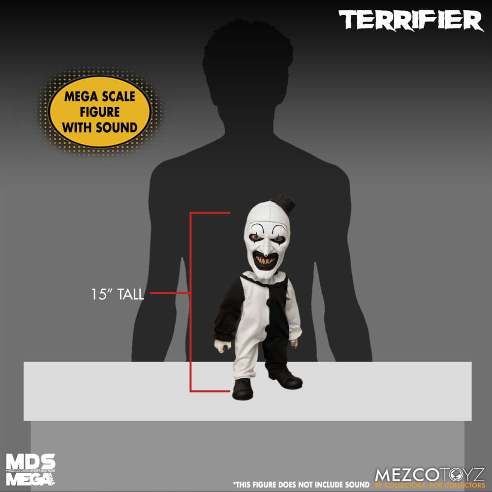 Terrifier Art the Clown MDS Mega Scale Mezco Toyz Roto Plush Figure With Sound 45cm – Terrifier, Mezco Toyz, 45 cm, 2022, brand new collector item, Uncanny Collectibles Dublin Ireland