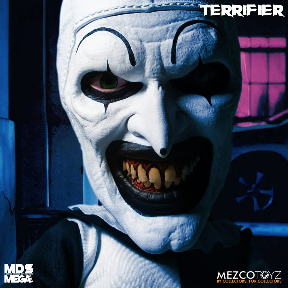 Terrifier Art the Clown MDS Mega Scale Mezco Toyz Roto Plush Figure With Sound 45cm – Terrifier, Mezco Toyz, 45 cm, 2022, brand new collector item, Uncanny Collectibles Dublin Ireland