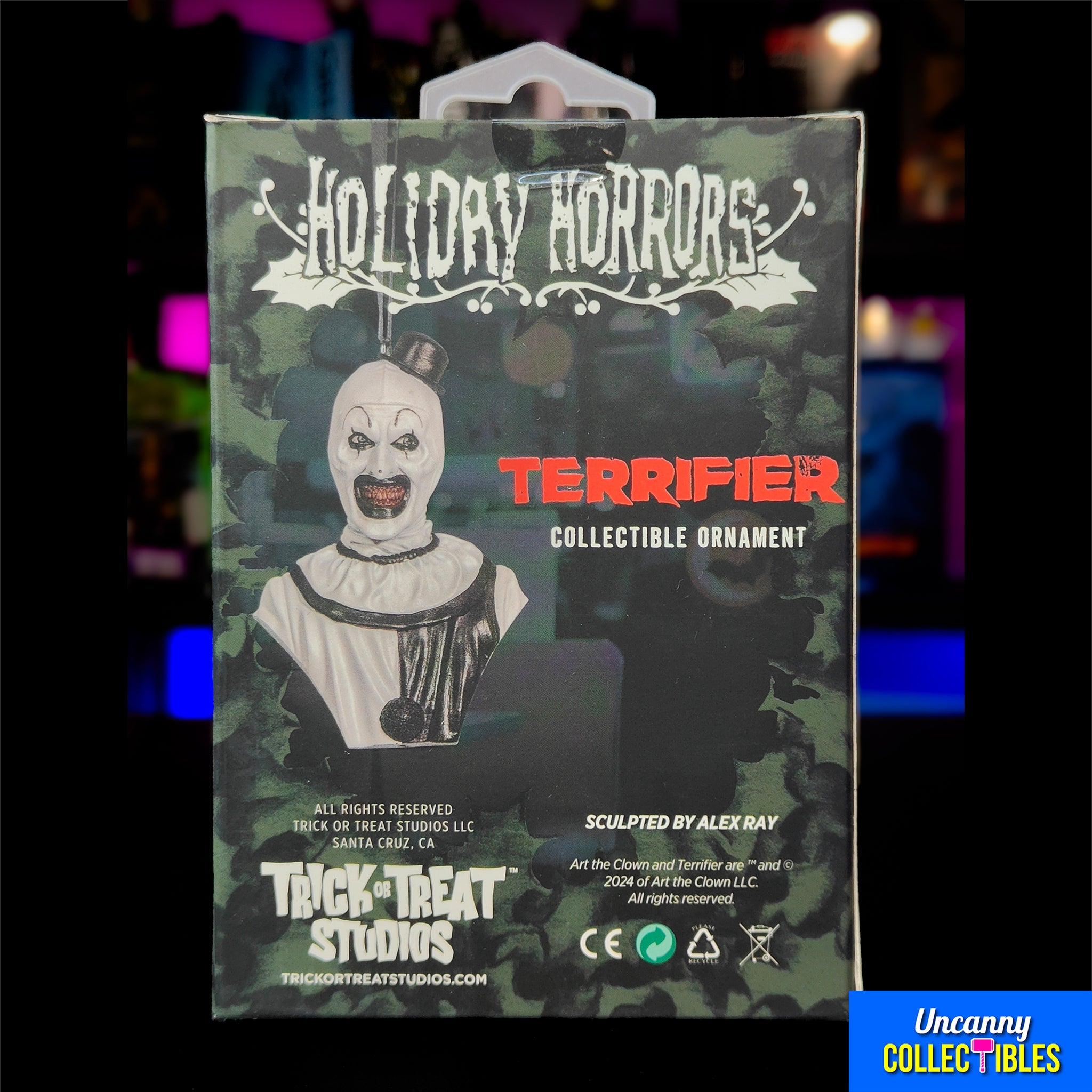 Terrifier Art The Clown Trick Or Treat Studios Holiday Horrors Ornament 9cm – Terrifier, Trick or Treat Studios, 9 cm, brand new collector item, Uncanny Collectibles Dublin Ireland