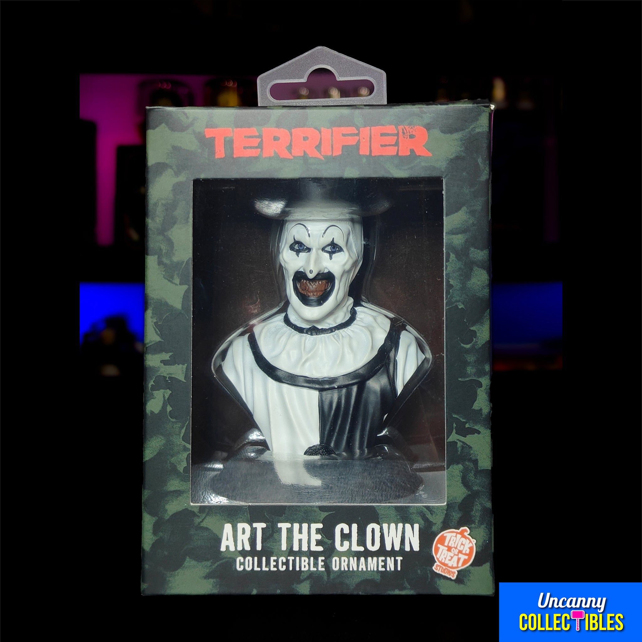 Terrifier Art The Clown Trick Or Treat Studios Holiday Horrors Ornament 9cm – Terrifier, Trick or Treat Studios, 9 cm, brand new collector item, Uncanny Collectibles Dublin Ireland