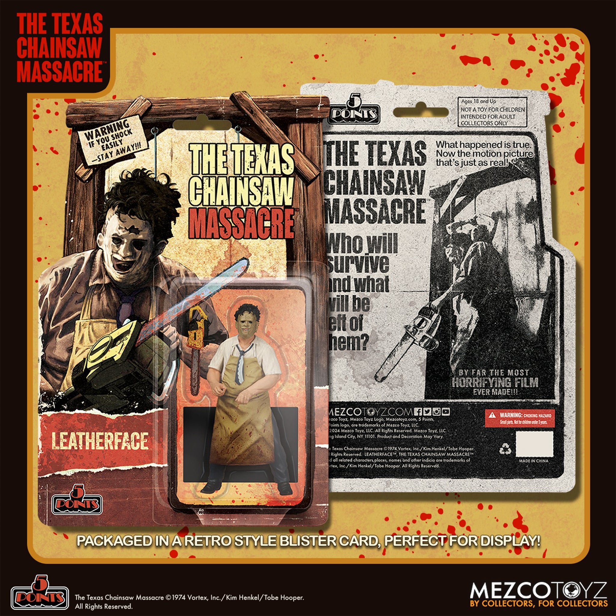 Texas Chainsaw Massacre 1974 Leatherface 5 Points Mezco Toyz Figure, 9.5cm, 2022, new