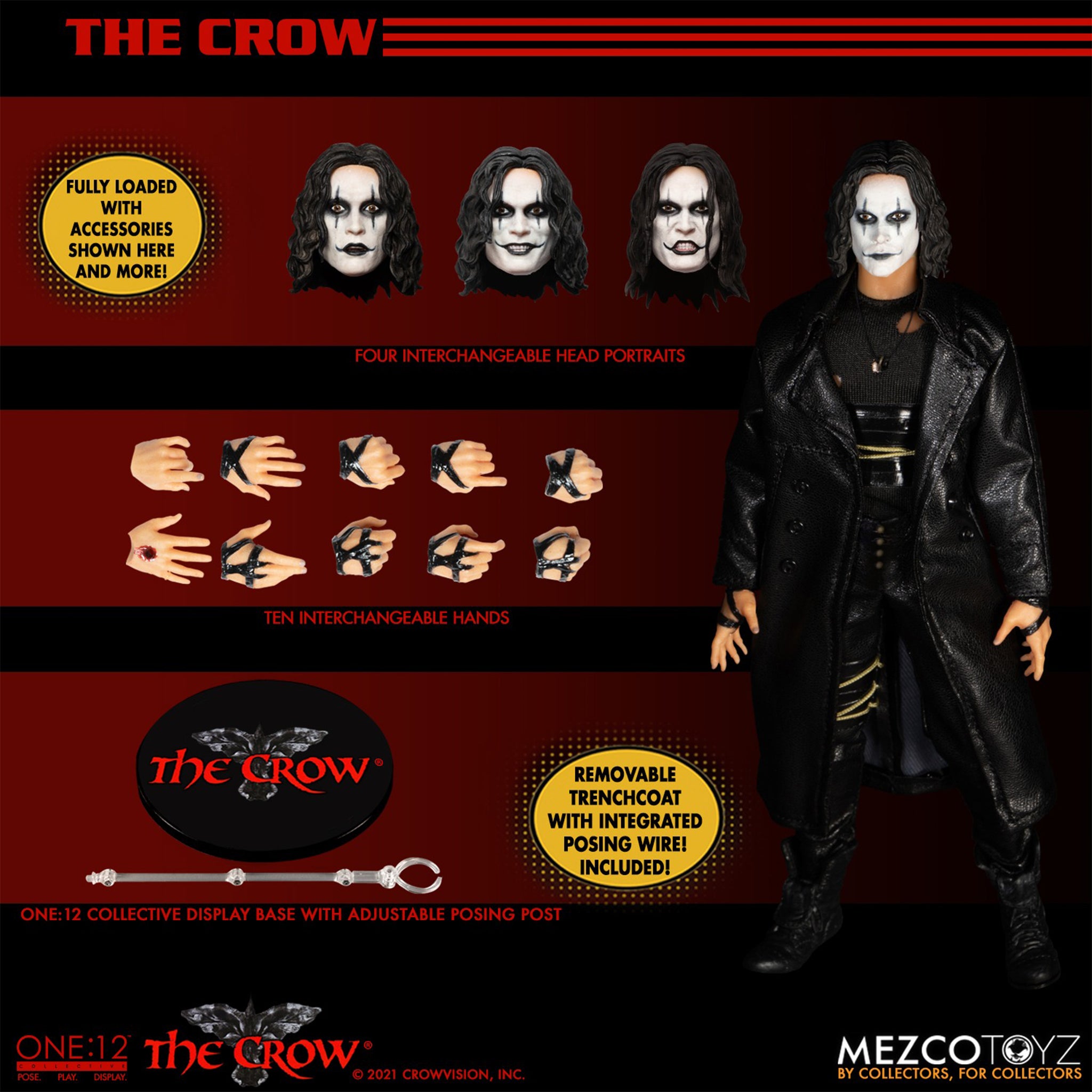 The Crow Eric Draven One:12 Collective Action Figure, Movie Icons & Heroes, 17cm, 2021, Mezco Toyz, new