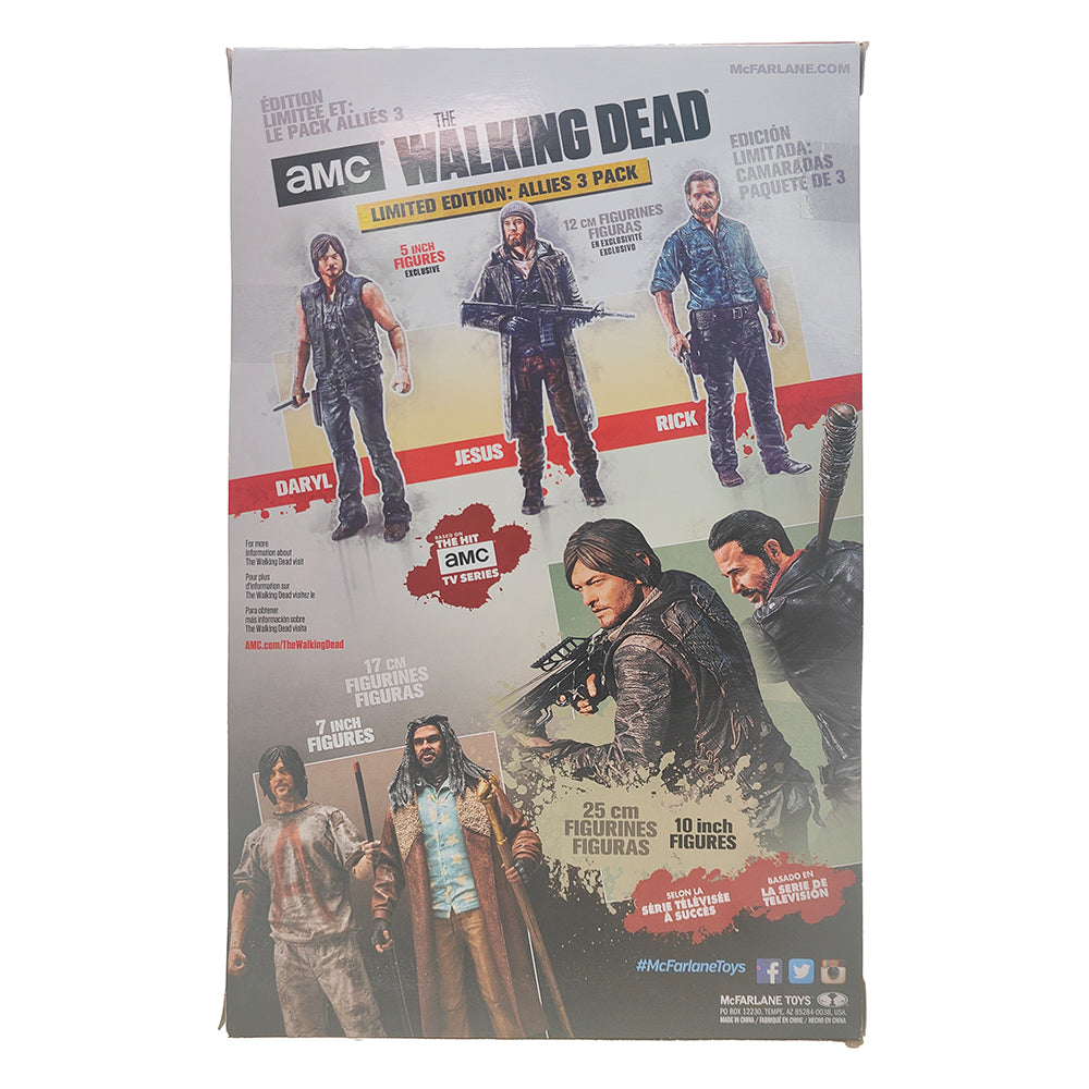 The Walking Dead Limited Edition Allies 3-Pack Rick Daryl Jesus McFarlane Toys 12 cm Action Figures 2018 – The Walking Dead, McFarlane Toys, 12 cm, 2018, pre-owned collector piece, Uncanny Collectibles Dublin Ireland