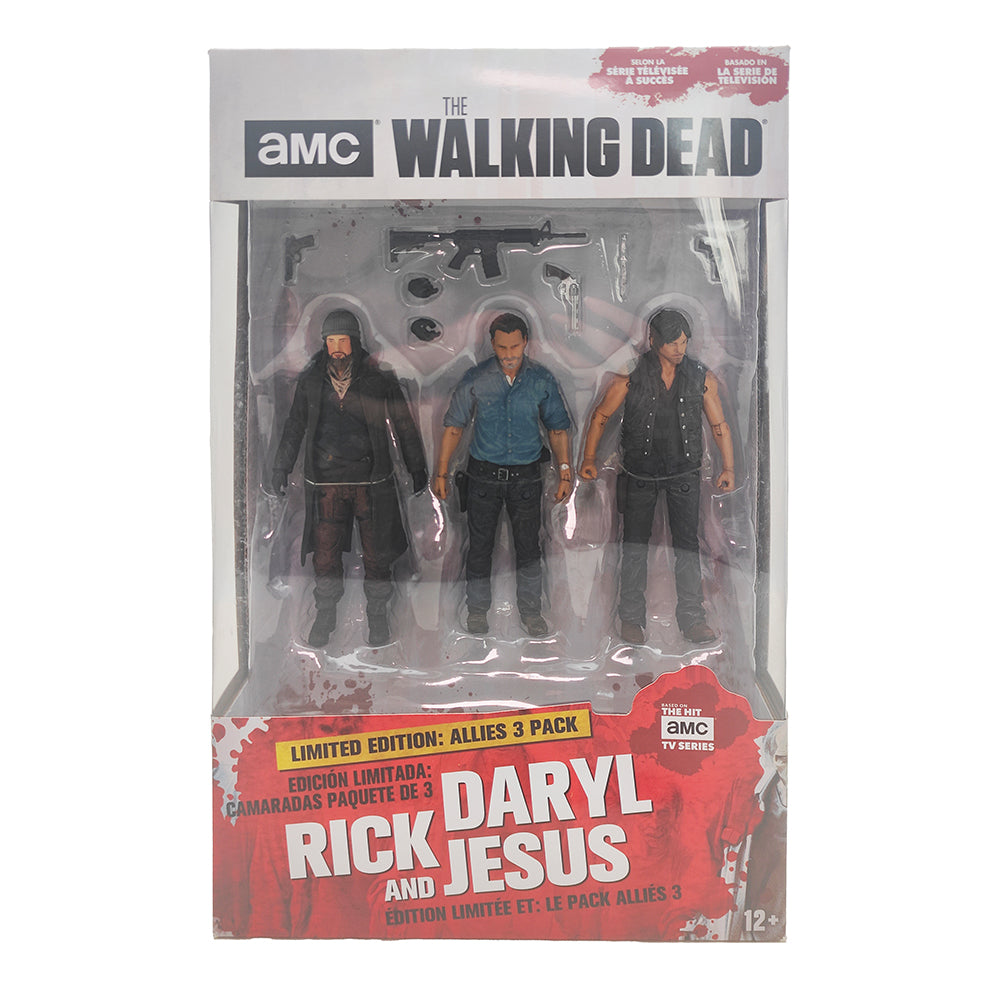 The Walking Dead Limited Edition Allies 3-Pack Rick Daryl Jesus McFarlane Toys 12 cm Action Figures 2018 – The Walking Dead, McFarlane Toys, 12 cm, 2018, pre-owned collector piece, Uncanny Collectibles Dublin Ireland