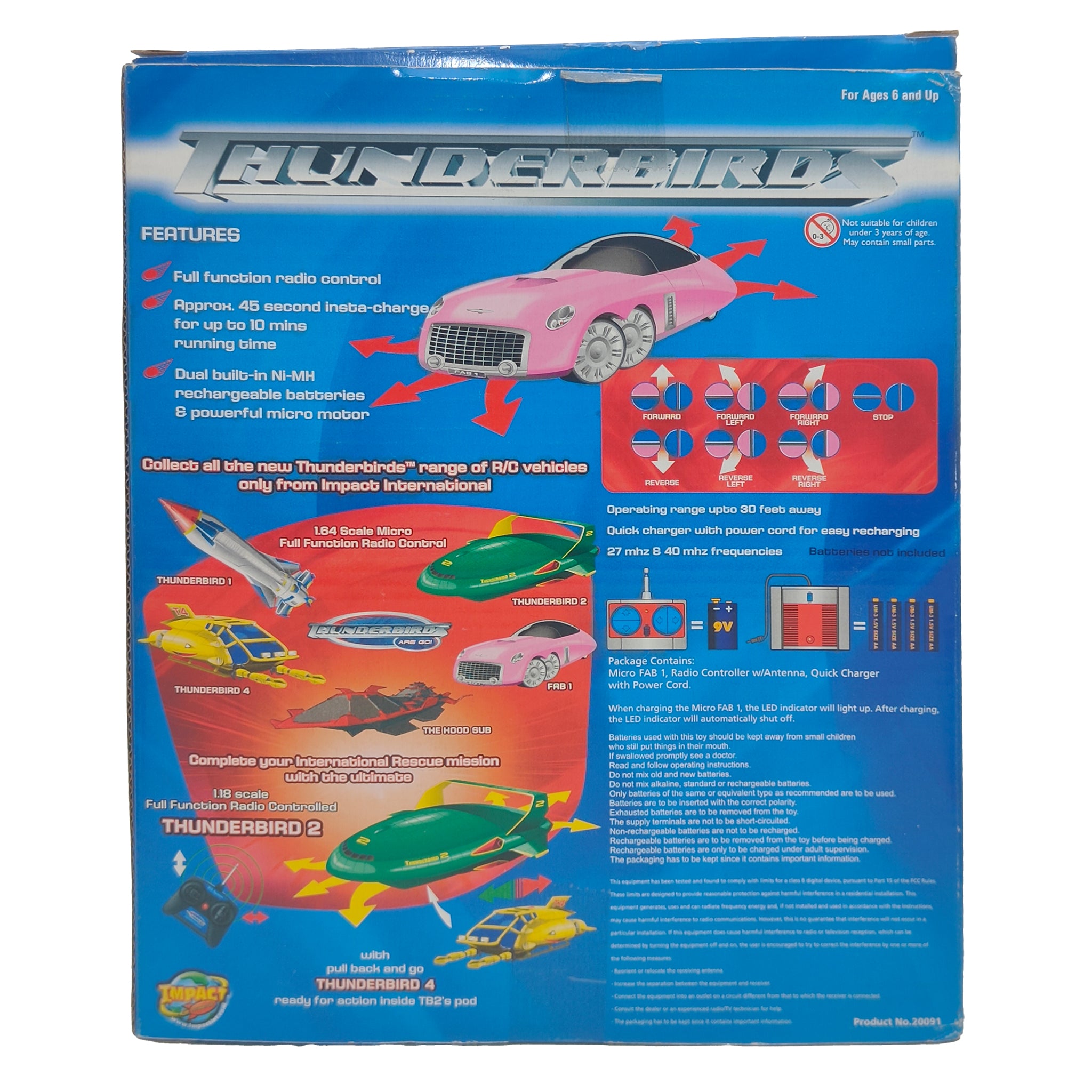 Thunderbirds 40MHz Micro Full Function Radio Control FAB 1 Vehicle By Impact Toys 1999 - Untested – Thunderbirds, Vintage Brands, 12 cm, 1999, pre-owned collector piece, Uncanny Collectibles Dublin Ireland