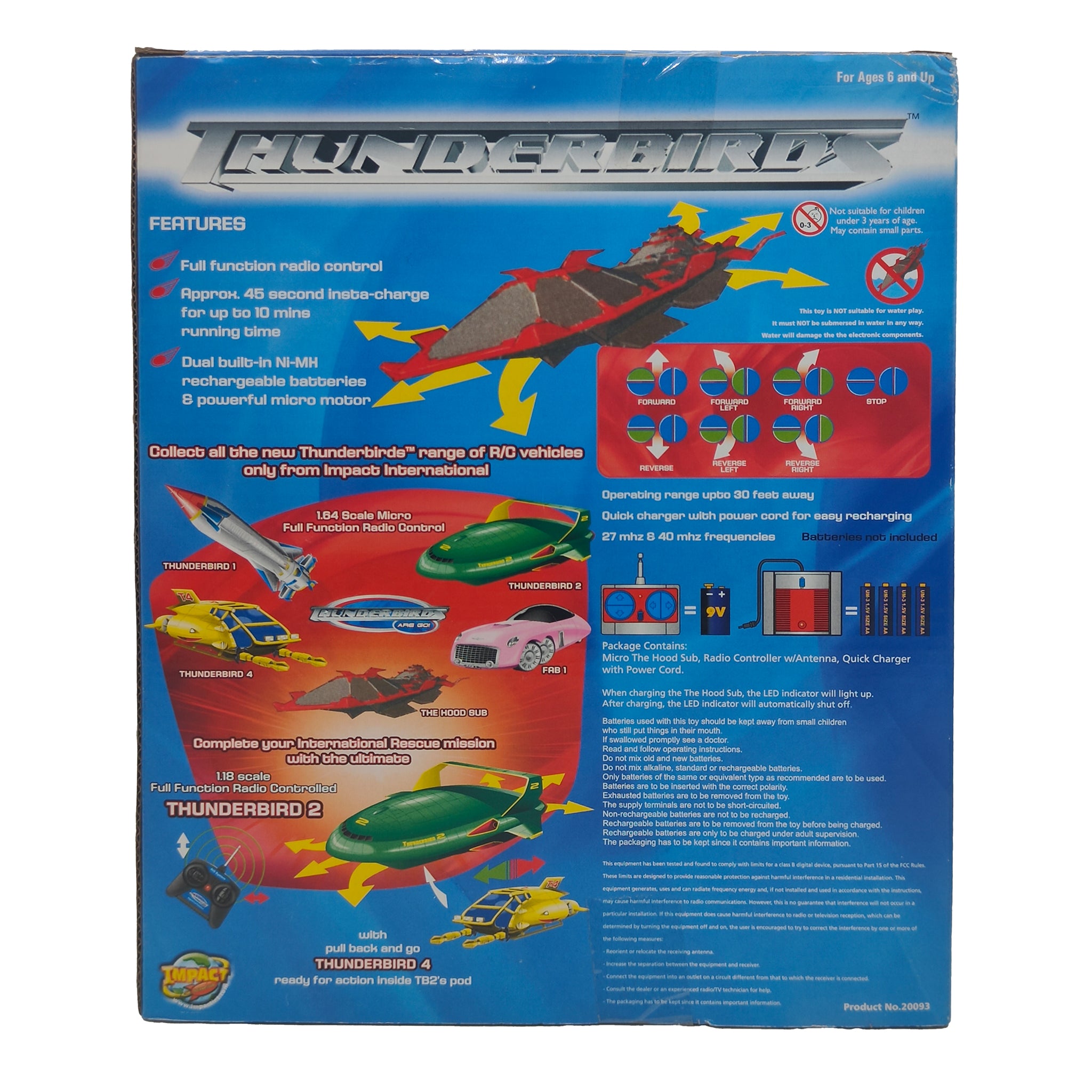 Thunderbirds 40MHz Micro Full Function Radio Control Hood Sub Vehicle By Impact Toys 1999 – Thunderbirds, Vintage Brands, 12 cm, 1999, pre-owned collector piece, Uncanny Collectibles Dublin Ireland