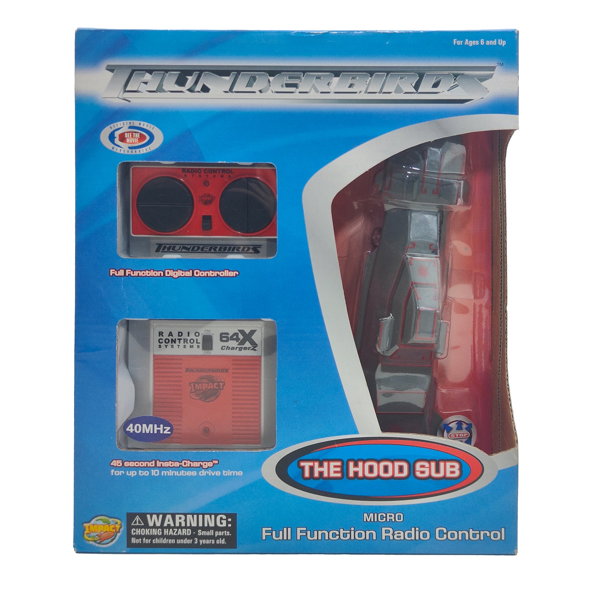 Thunderbirds 40MHz Micro Full Function Radio Control Hood Sub Vehicle By Impact Toys 1999 – Thunderbirds, Vintage Brands, 12 cm, 1999, pre-owned collector piece, Uncanny Collectibles Dublin Ireland