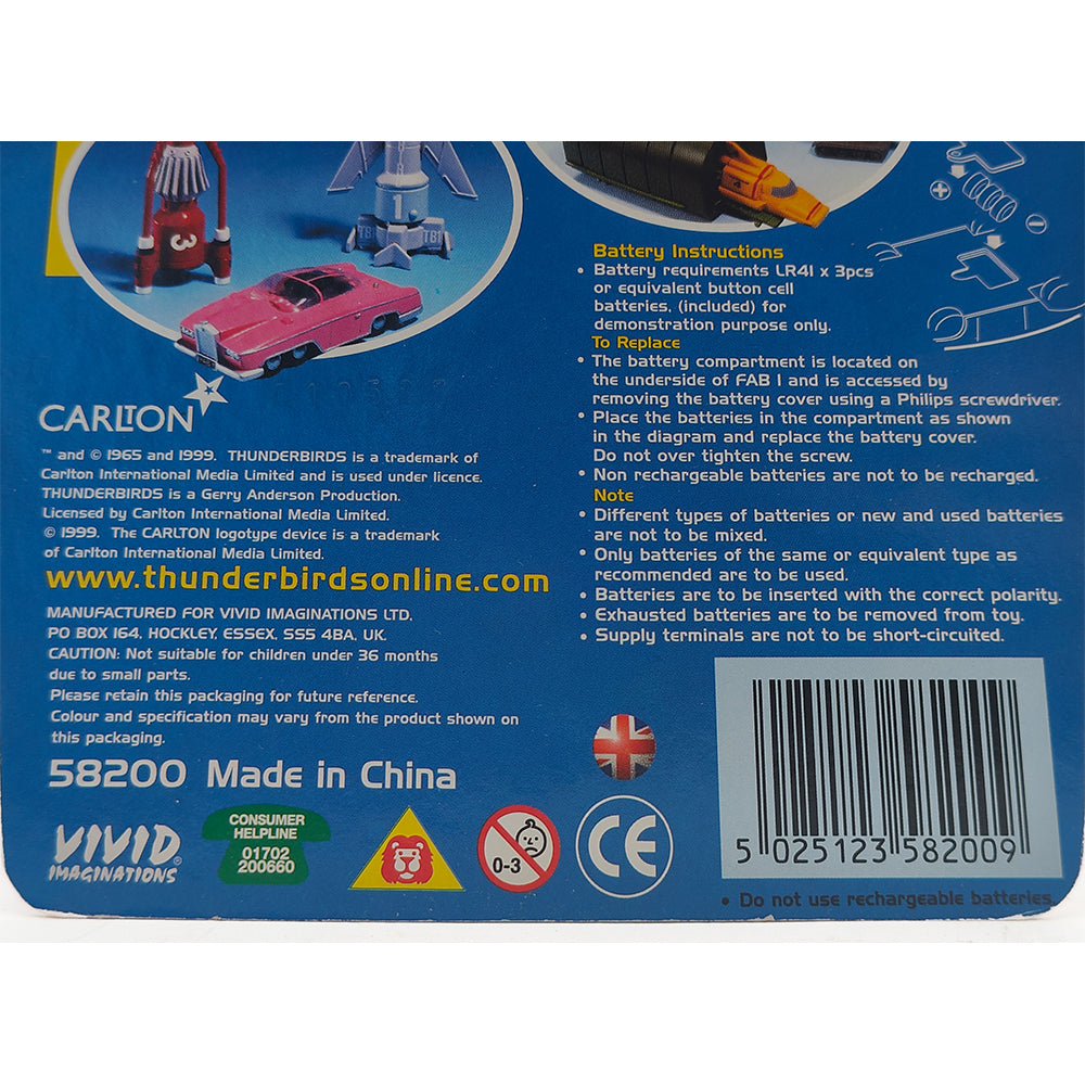 Thunderbirds Soundtech FAB 1 Lady Penelopes Rolls Royce Car With Sounds 1999 Vivid Gerry Anderson – Thunderbirds, Vivid Imaginations, 9.5 cm, 1999, pre-owned collector piece, Uncanny Collectibles Dublin Ireland