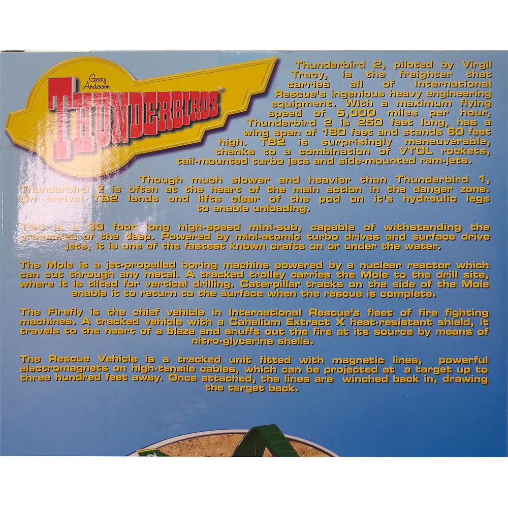 Thunderbirds Soundtech Thunderbird 2 And 4 With Mole Firely And Rescue Vehicle Vivid Imaginations 2004 – Thunderbirds, Vivid Imaginations, 14 cm, 2004, pre-owned collector piece, Uncanny Collectibles Dublin Ireland