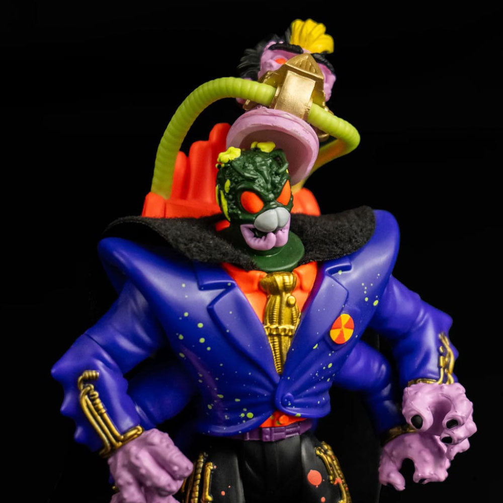 Toxic Crusaders Dr Killemoff action figure by Trick or Treat Studios, 13cm tall, with removable disguise and Smogulan alien face reveal