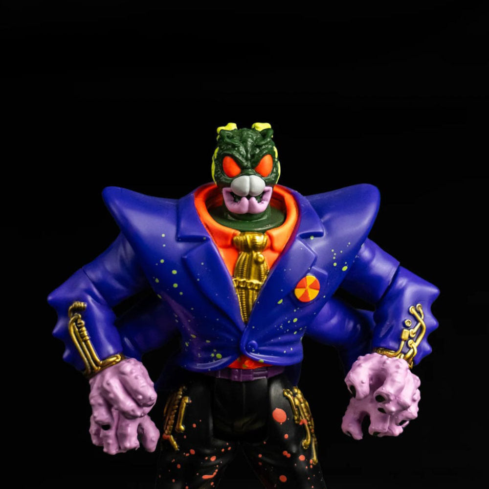 Toxic Crusaders Dr Killemoff action figure by Trick or Treat Studios, 13cm tall, with removable disguise and Smogulan alien face reveal