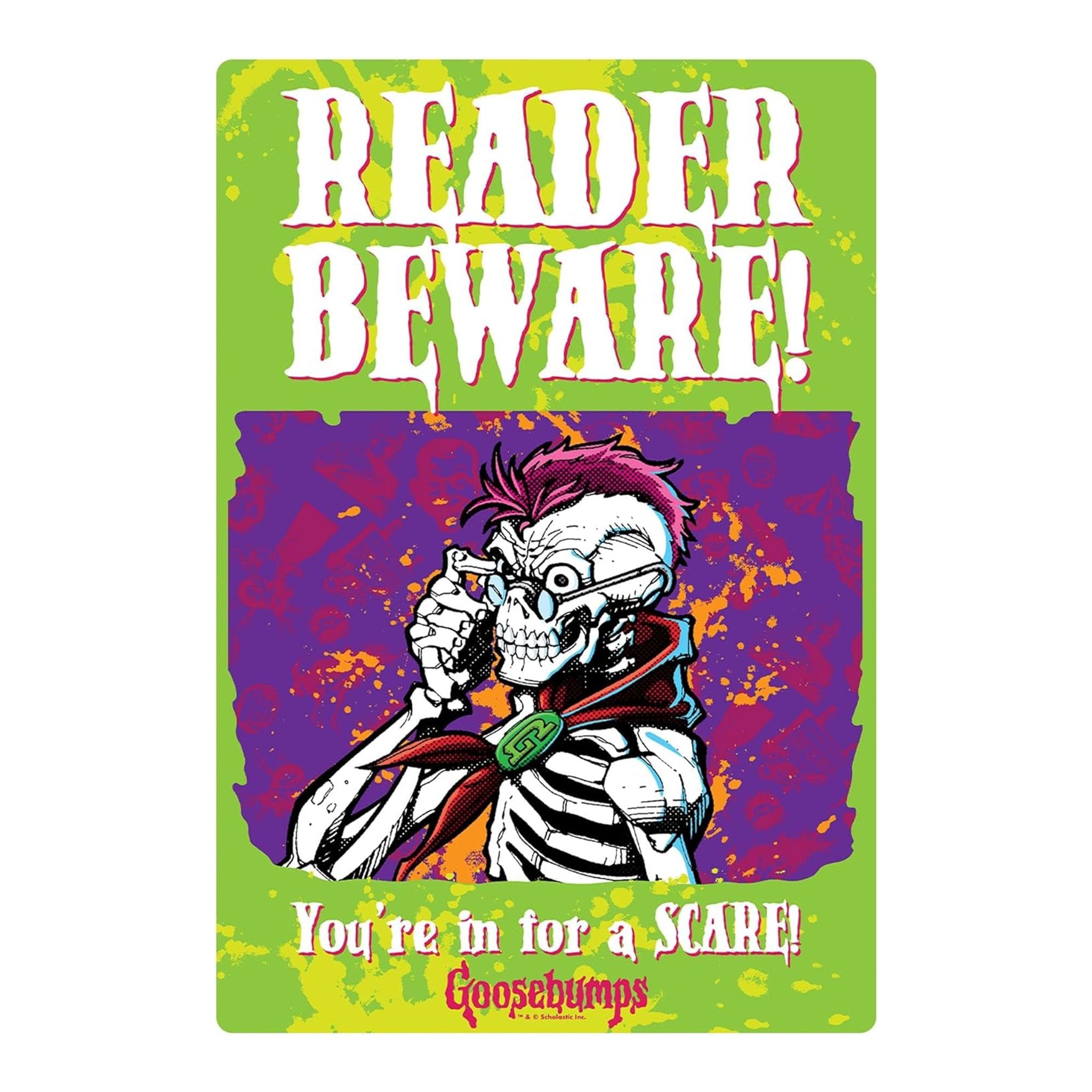 Trick or Treat Studios Goosebumps Reader Beware Metal Sign, Horror, Solid metal with printed design, new