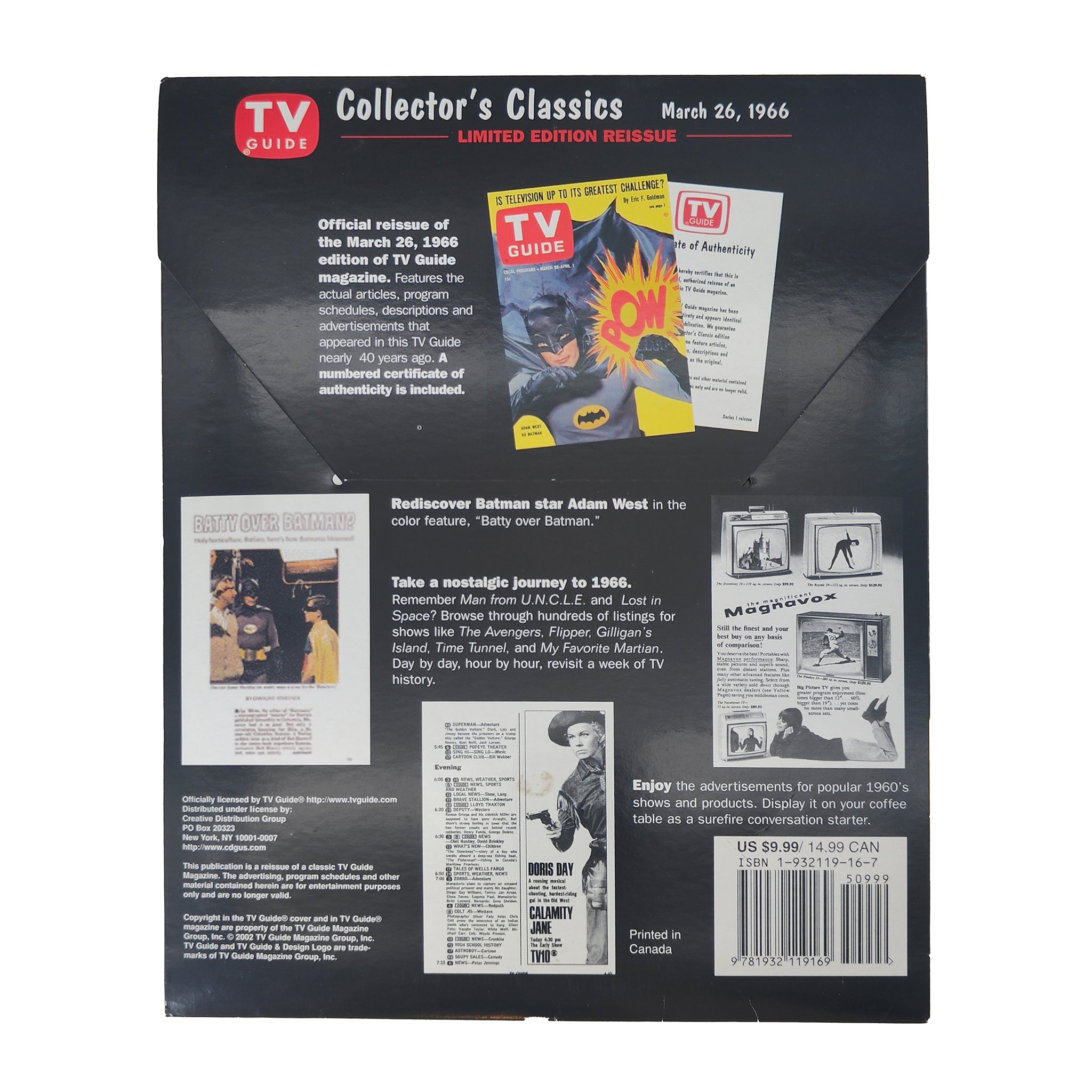 TV Guide Collector's Classics Batman Adam West March 1966 Limited Edition Reissue – Batman, Vintage Brands, -, 1966, pre-owned collector piece, Uncanny Collectibles Dublin Ireland