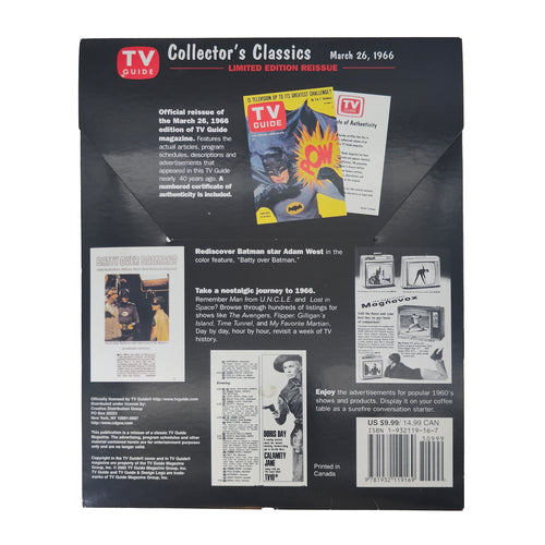 TV Guide Collector's Classics Batman Adam West March 1966 Limited Edition Reissue – Batman, Vintage Brands, -, 1966, pre-owned collector piece, Uncanny Collectibles Dublin Ireland