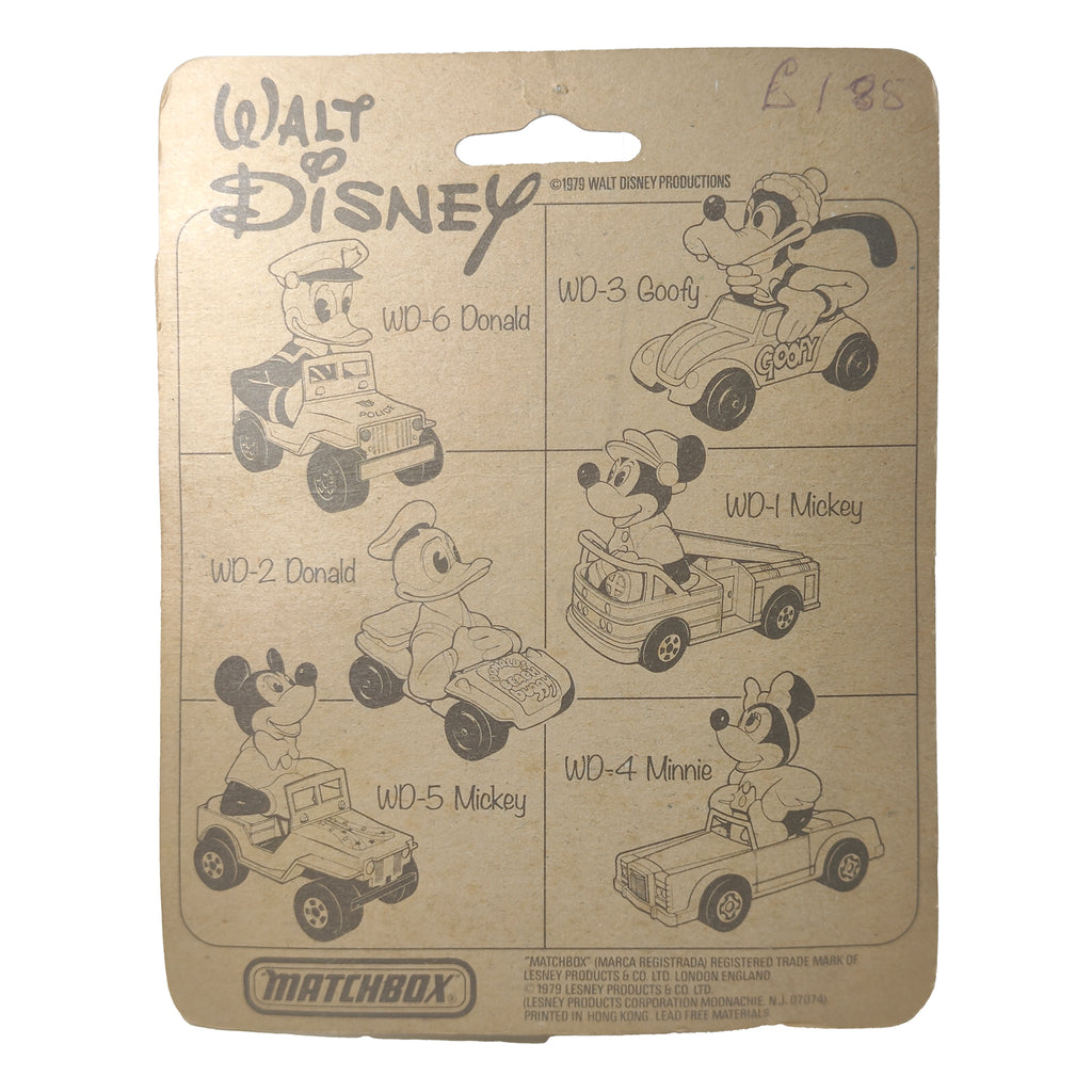 Walt Disney Bundle Of 4 Donald Duck Goofy Jiminy Cricket Matchbox 1979 Diecast Cars – Movie Icons & Heroes, Matchbox, 7 cm, 1979, pre-owned collector piece, Uncanny Collectibles Dublin Ireland