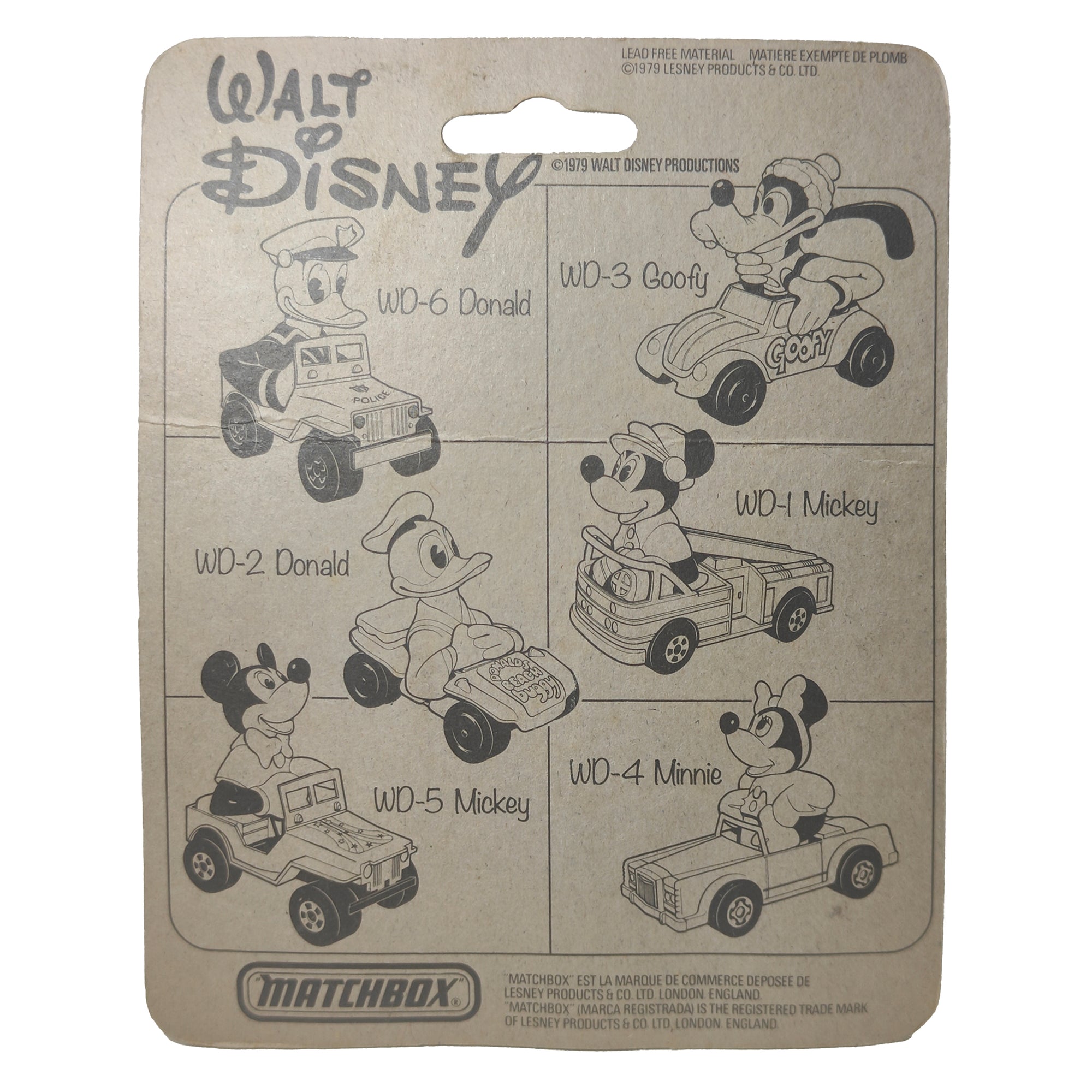 Walt Disney Bundle Of 4 Donald Duck Goofy Jiminy Cricket Matchbox 1979 Diecast Cars