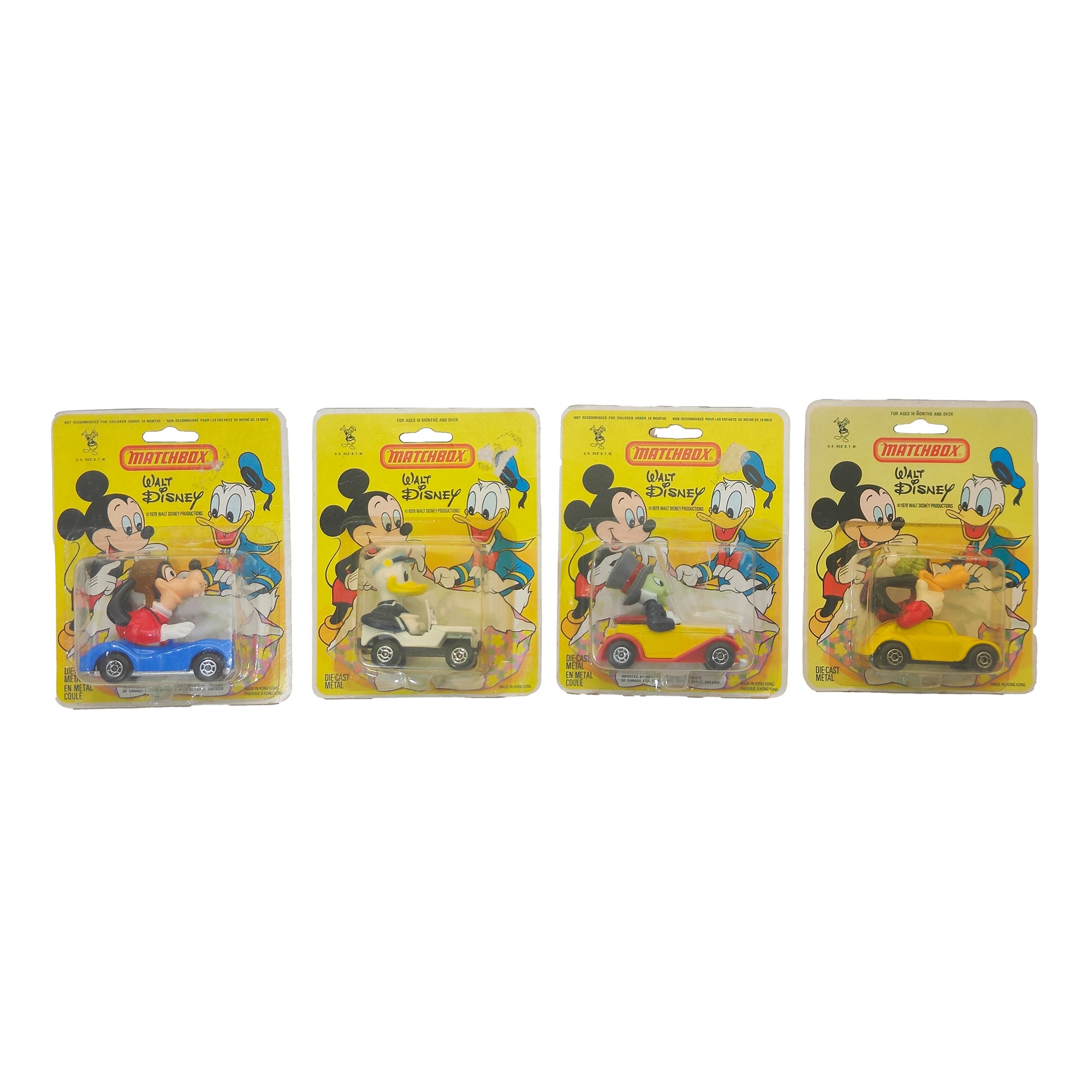 Walt Disney Bundle Of 4 Donald Duck Goofy Jiminy Cricket Matchbox 1979 Diecast Cars