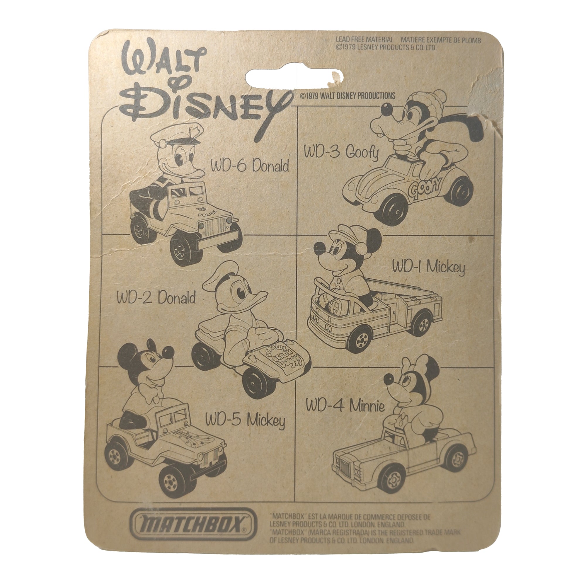 Walt Disney Bundle Of 4 Donald Duck Goofy Jiminy Cricket Matchbox 1979 Diecast Cars